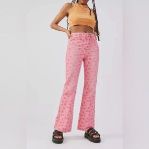 BDG Urban Outfitters High Rise Floral Pink Women’s Flare Jeans Size 25 NWT